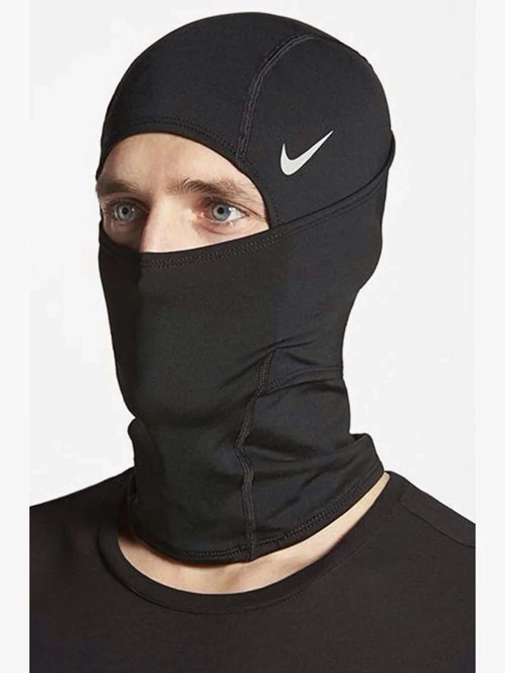 Nike Black Balaclava Face Mask with White Swoosh‎